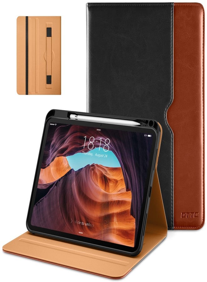 DTTO for iPad (A16) 11th Generation Case 11 Inch 2025, iPad 10th Generation Case 10.9 Inch 2022, Premium Leather Business Folio Stand Cover with Pencil Holder - Auto Wake/Sleep, Black Brown - Image 1